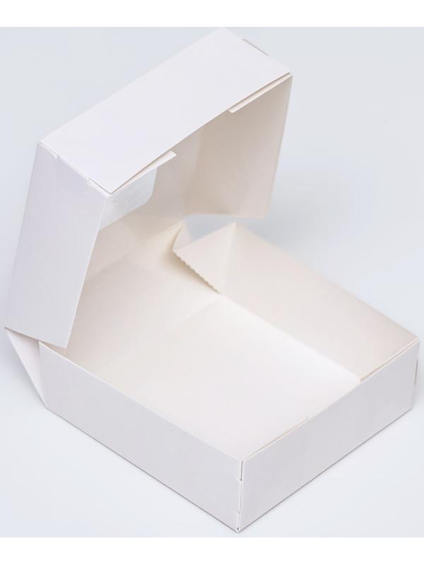 Коробка пищевая, с окном, белый, 11,5 х 11,5 х 4 см