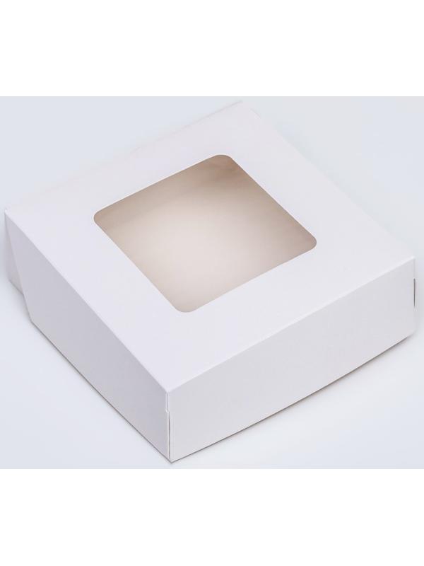 Коробка пищевая, с окном, белый, 11,5 х 11,5 х 4 см