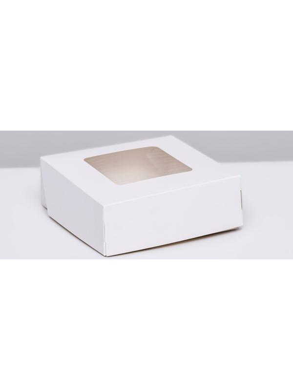 Коробка пищевая, с окном, белый, 11,5 х 11,5 х 4 см