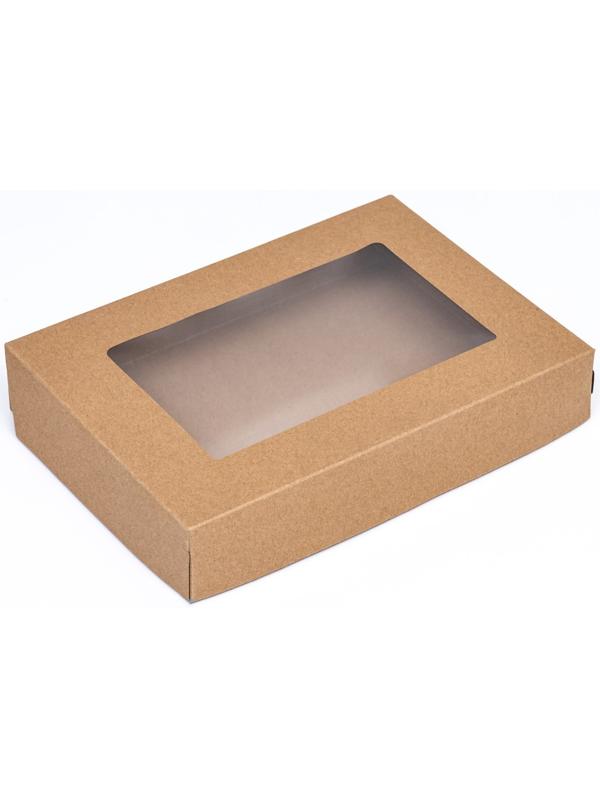 Коробка складная, с окном, крафт, 28 х 20 х 5 см