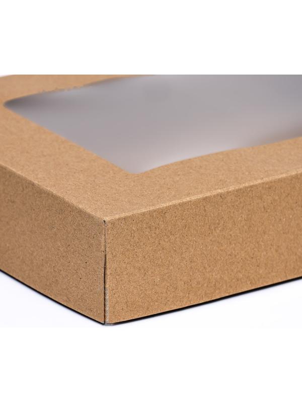 Коробка складная, с окном, крафт, 28 х 20 х 5 см