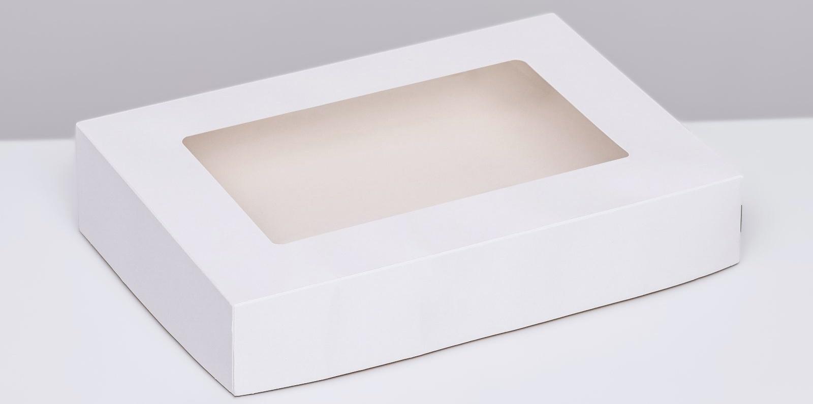 Коробка складная, с окном, белая, 28 х 20 х 5 см