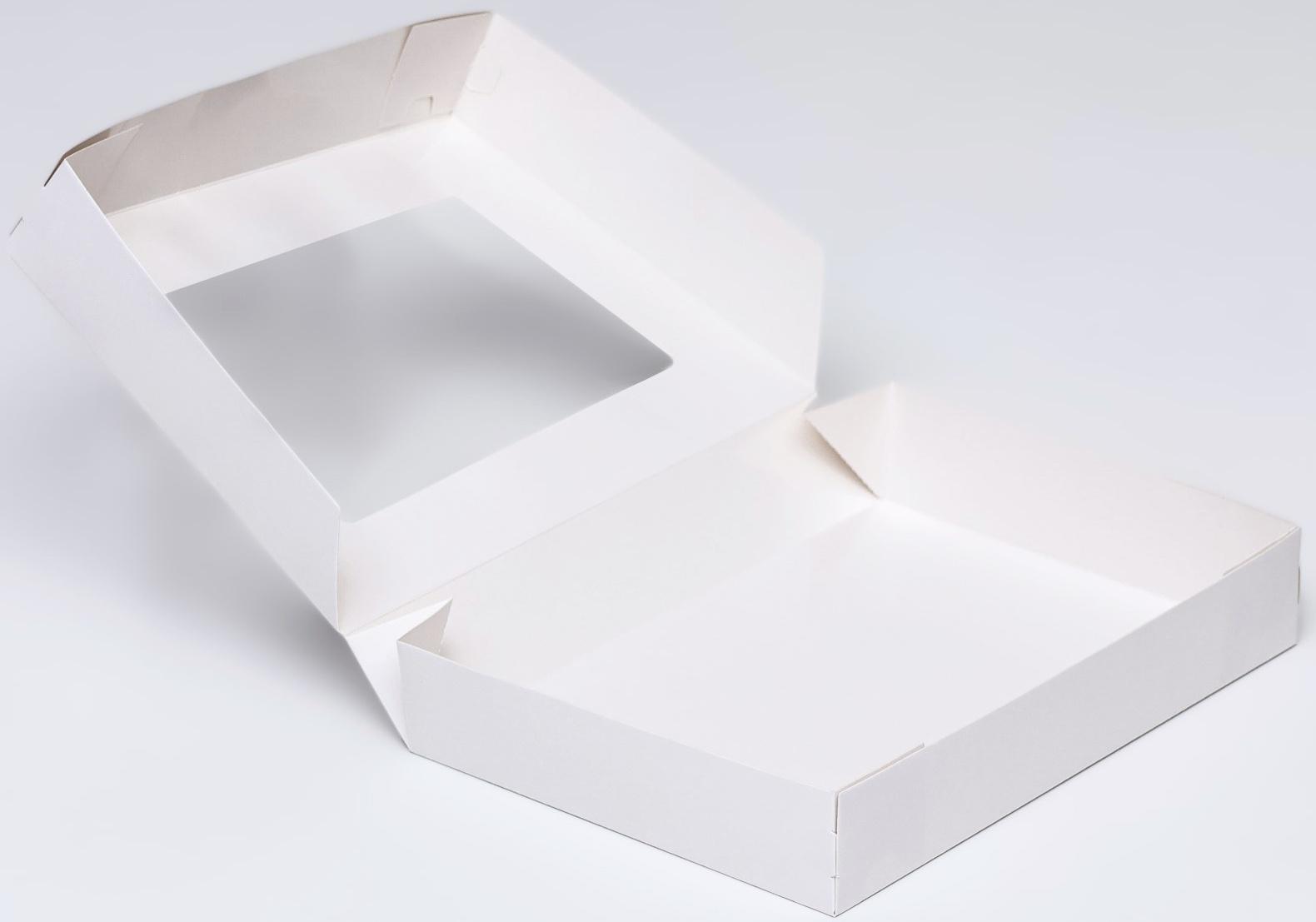 Коробка складная, с окном, белая, 28 х 20 х 5 см