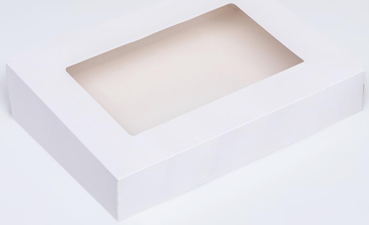 Коробка складная, с окном, белая, 28 х 20 х 5 см