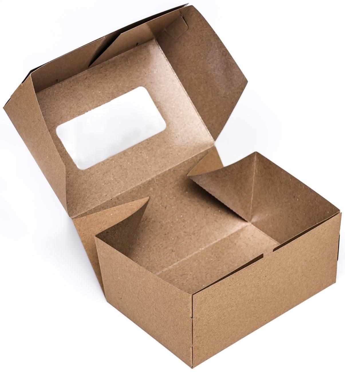 Коробка складная, с окном, крафт, 15 х 10 х 7 см