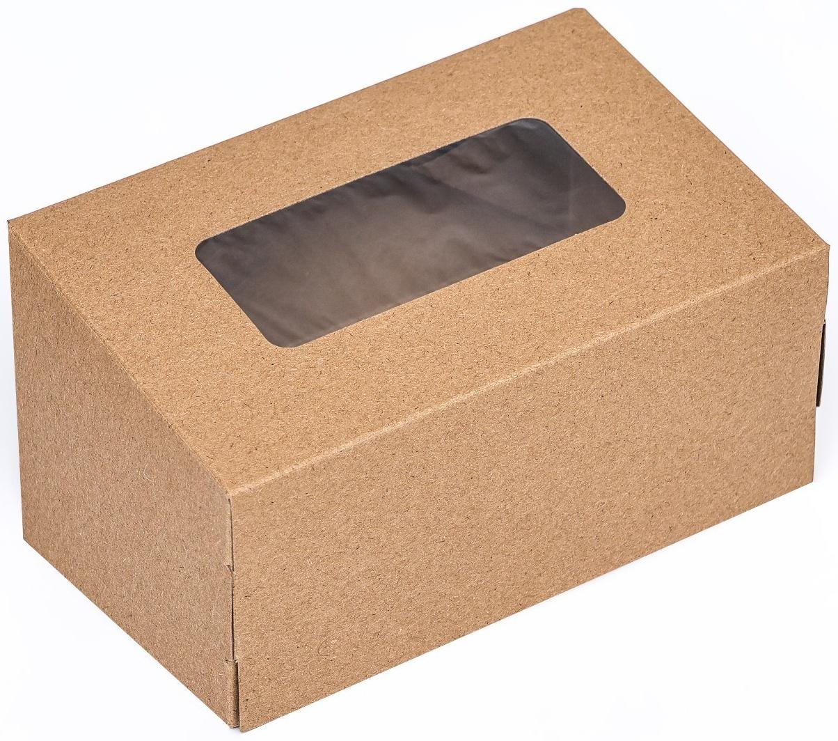 Коробка складная, с окном, крафт, 15 х 10 х 7 см