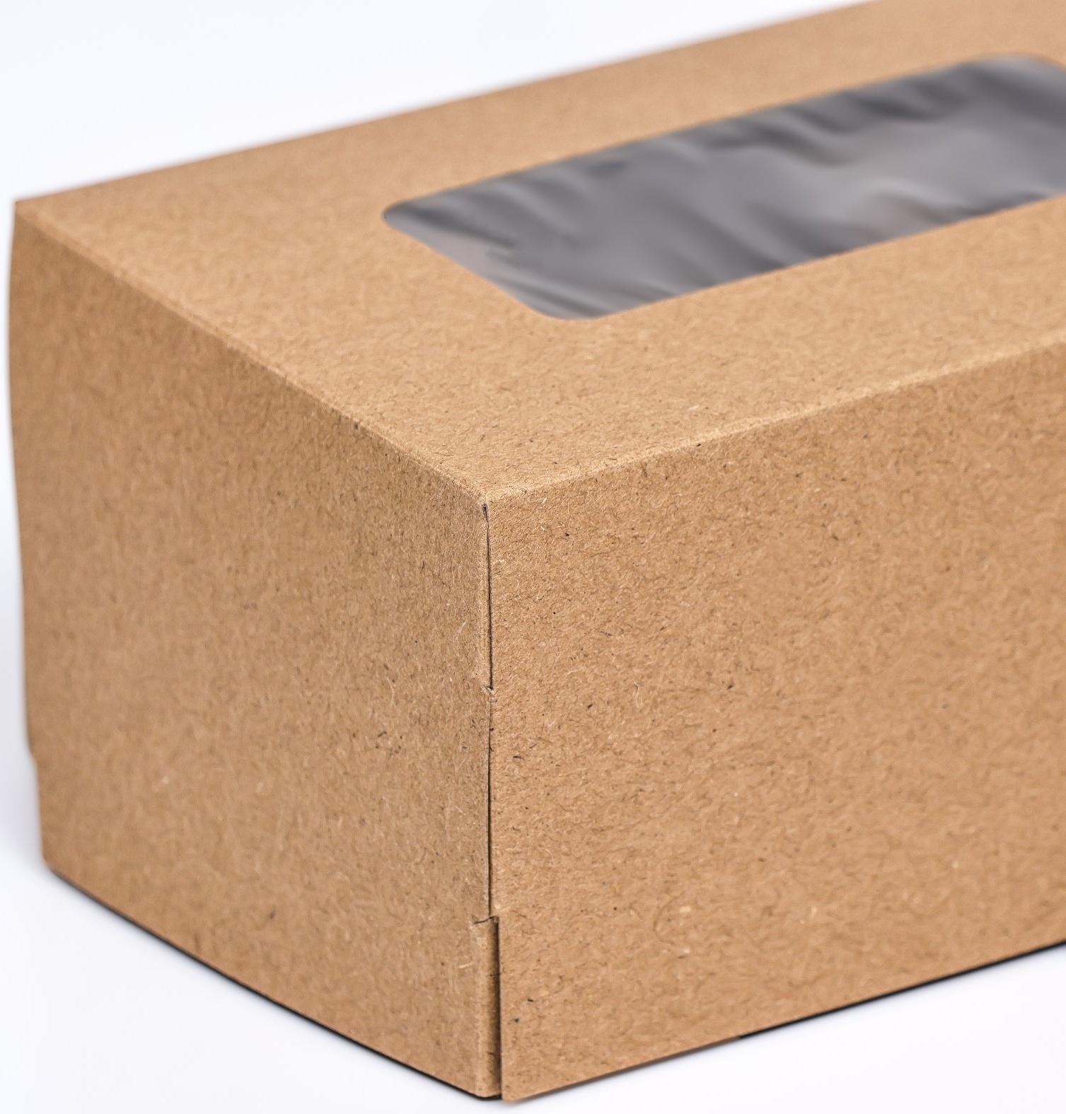 Коробка складная, с окном, крафт, 15 х 10 х 7 см