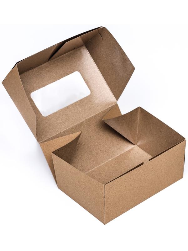 Коробка складная, с окном, крафт, 15 х 10 х 7 см