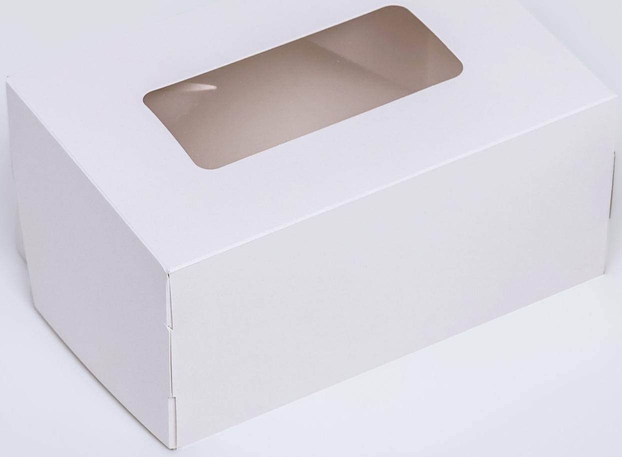 Коробка складная, с окном, белая, 15 х 10 х 7 см