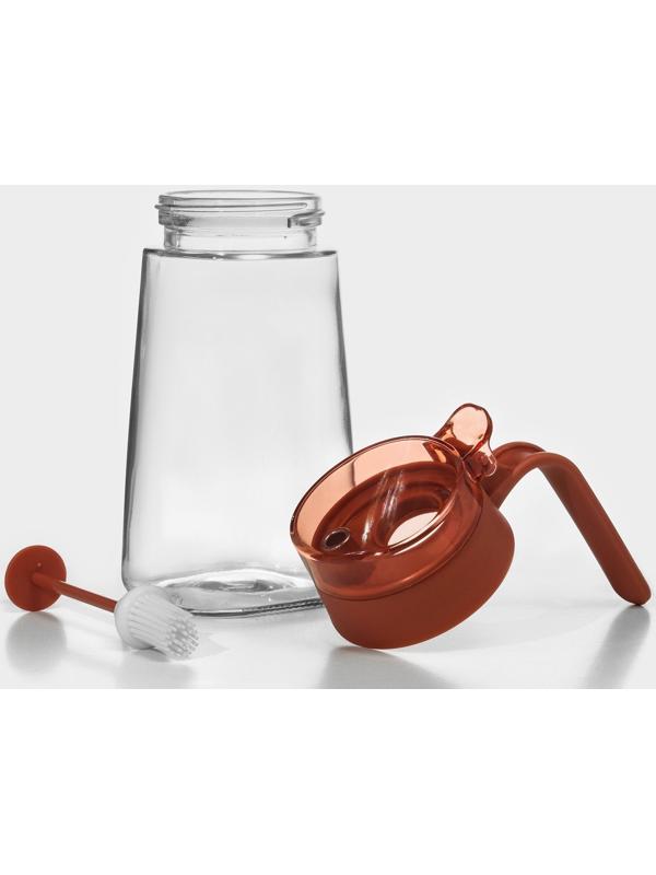 Бутыль стеклянная для масла с кисточкой Доляна «Коралл», 600 мл, 5,9×19 см