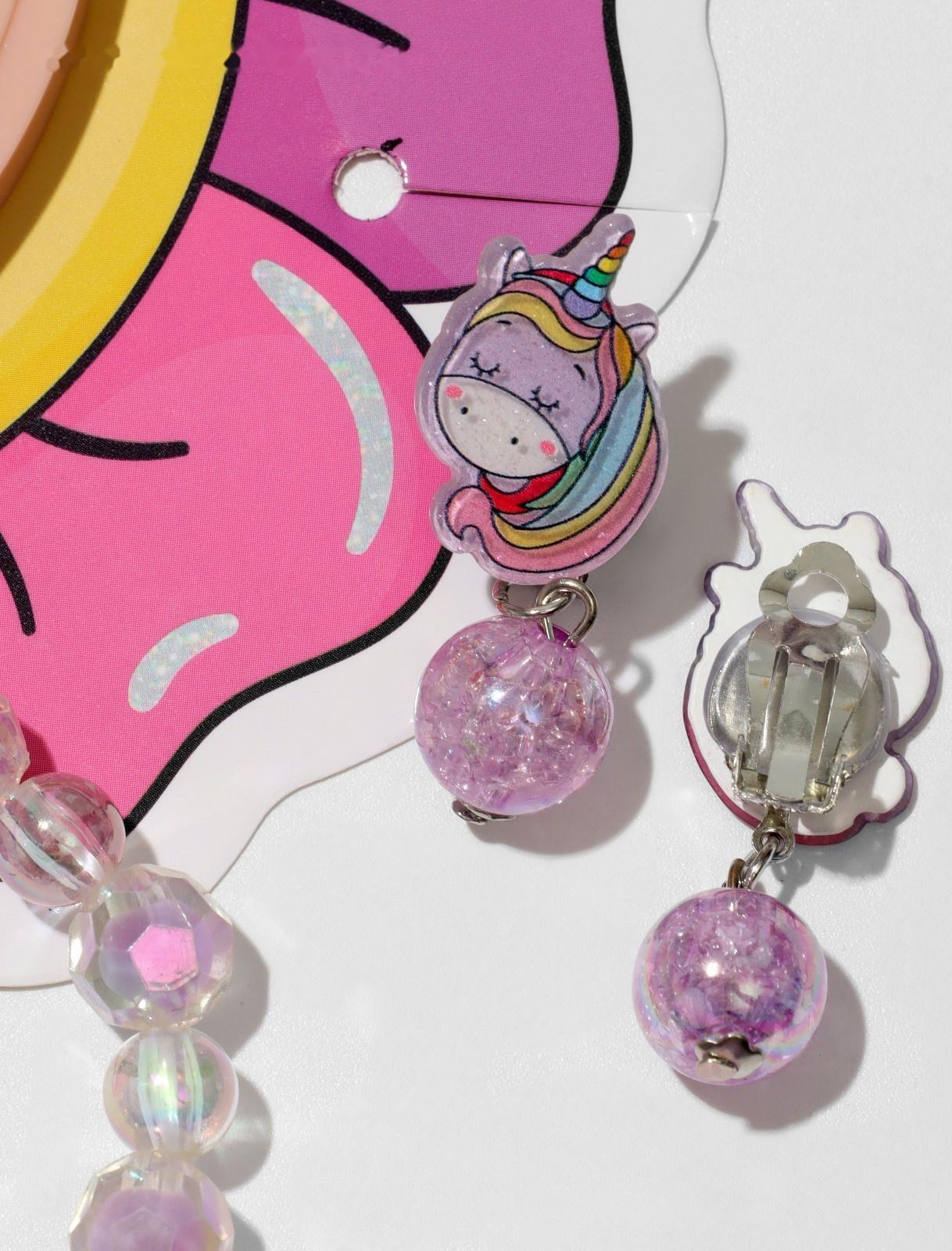 Набор детский 4 предмета: клипсы, кольцо, браслет, глиттер 