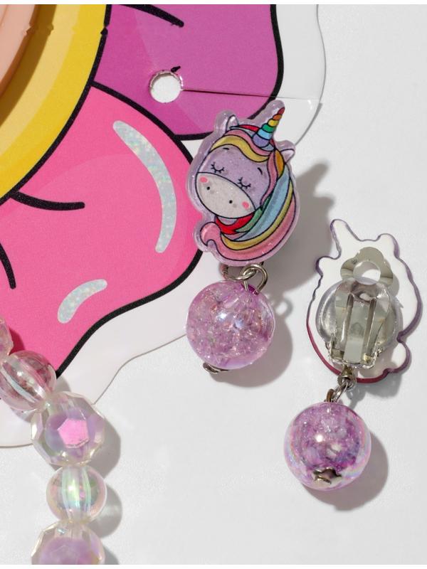 Набор детский 4 предмета: клипсы, кольцо, браслет, глиттер 