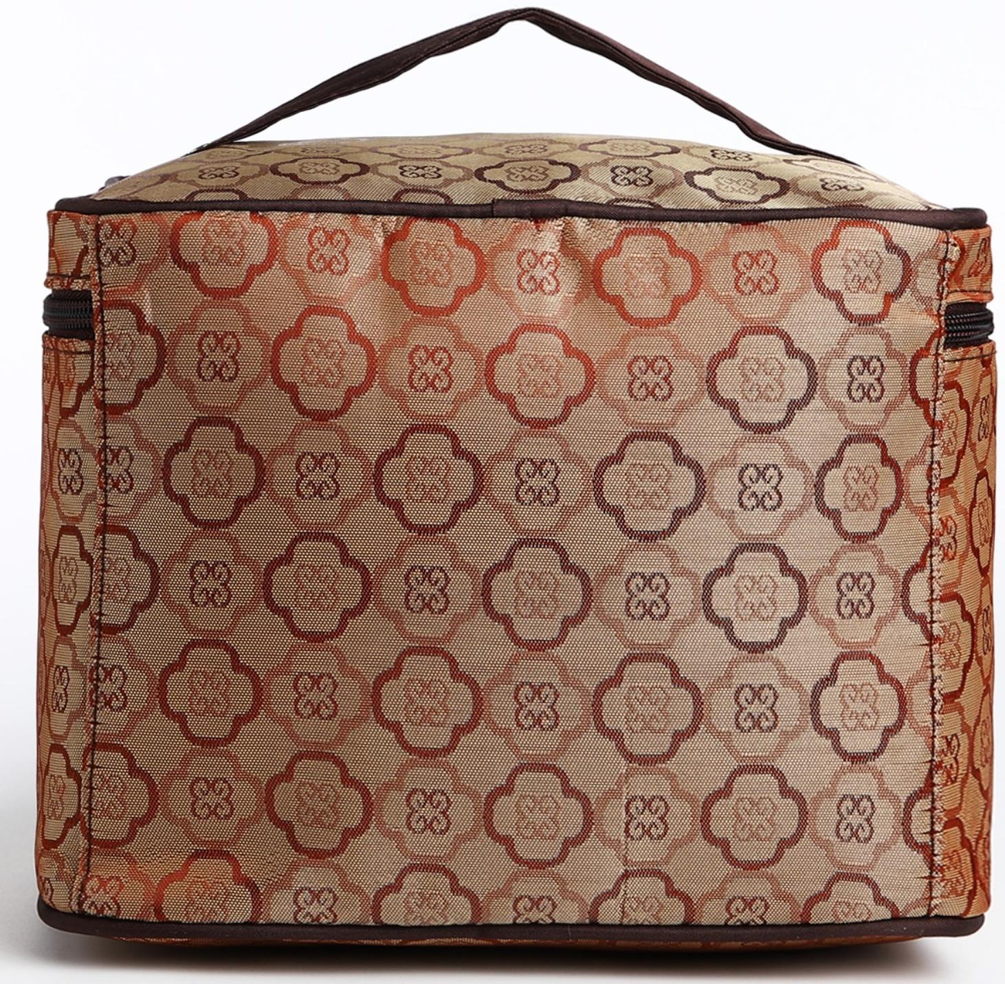 Косметичка на молнии, с зеркалом, цвет бежевый