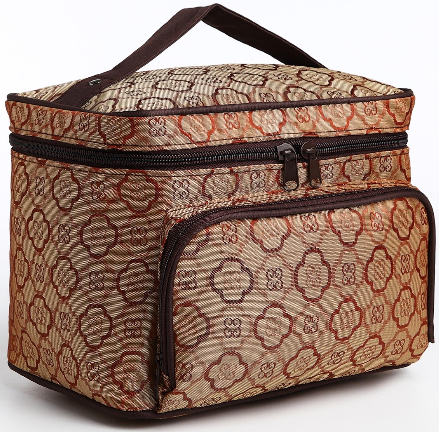 Косметичка на молнии, с зеркалом, цвет бежевый