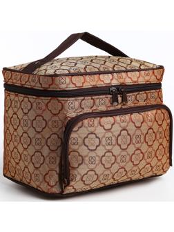 Косметичка на молнии, с зеркалом, цвет бежевый