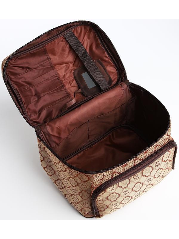 Косметичка на молнии, с зеркалом, цвет бежевый