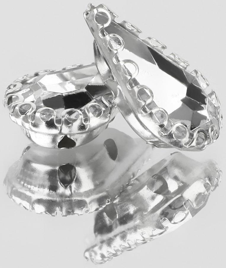 Стразы пришивные «Капля», в ажурной оправе, 8 × 13 мм, 20 шт, цвет белый