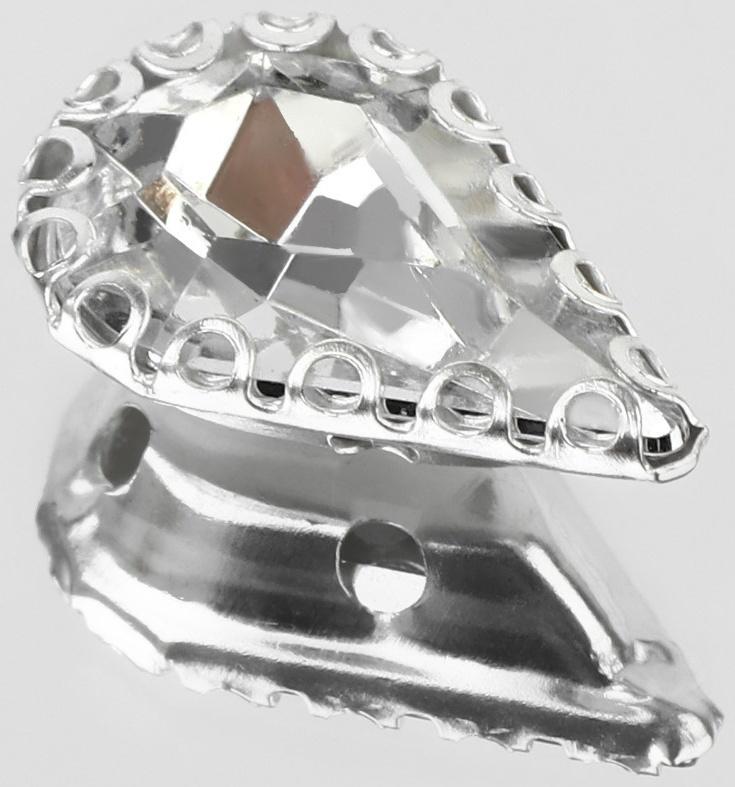 Стразы пришивные «Капля», в ажурной оправе, 8 × 13 мм, 20 шт, цвет белый