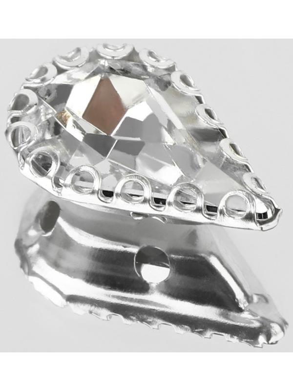 Стразы пришивные «Капля», в ажурной оправе, 8 × 13 мм, 20 шт, цвет белый