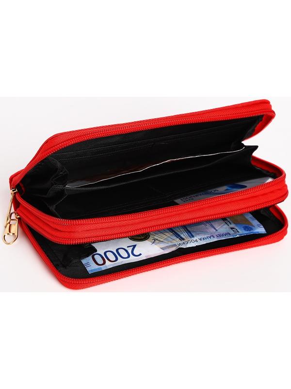 Кошелёк на молниях, цвет красный
