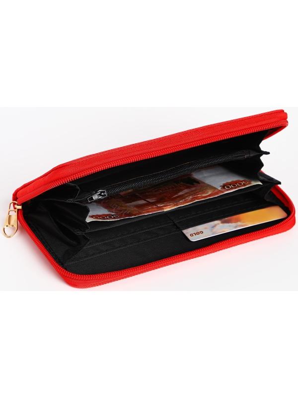 Кошелёк на молнии, цвет красный
