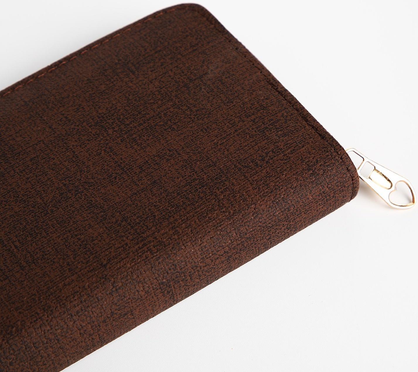 Кошелёк на молнии, цвет коричневый