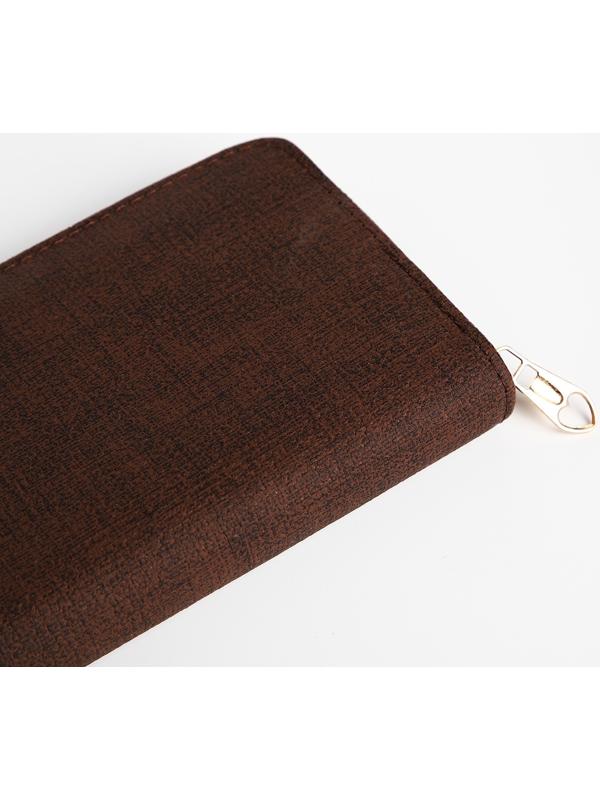 Кошелёк на молнии, цвет коричневый