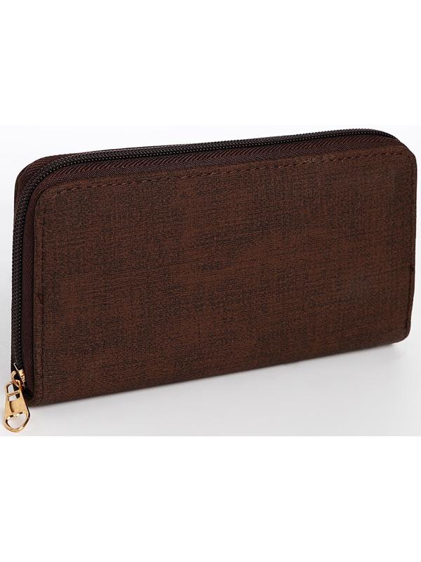 Кошелёк на молнии, цвет коричневый