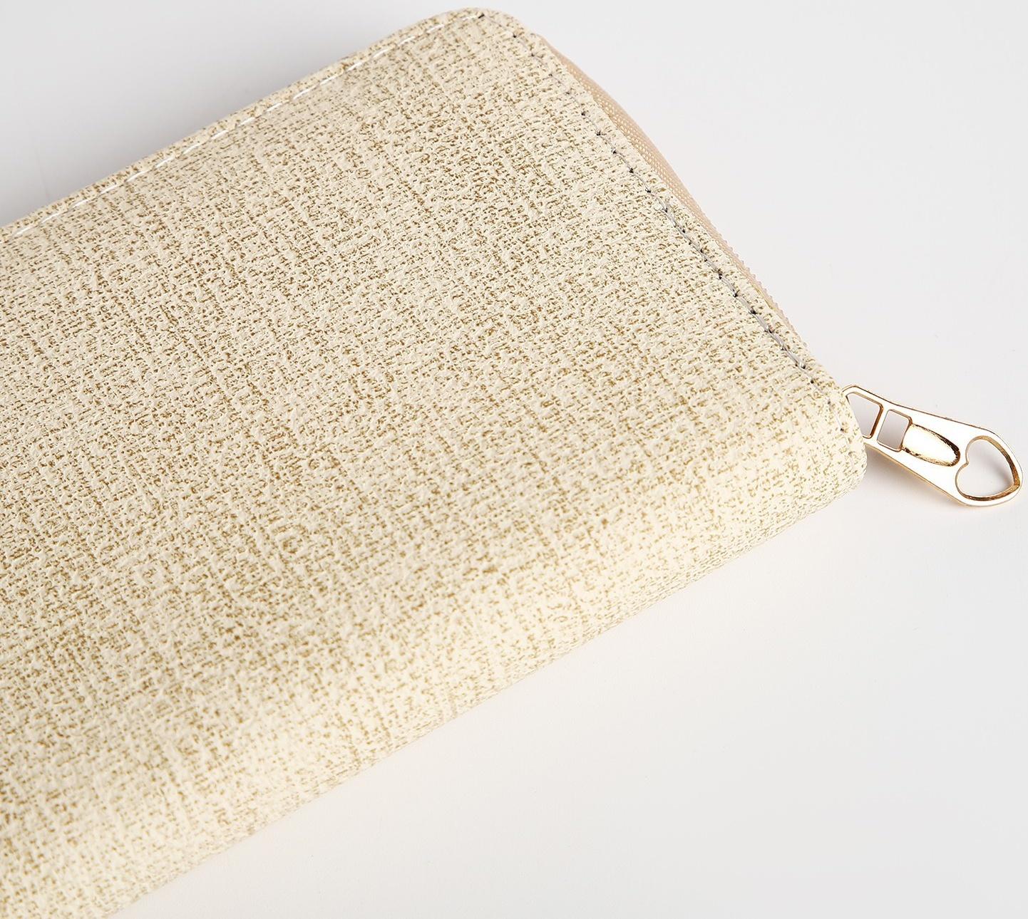 Кошелёк на молнии, цвет бежевый