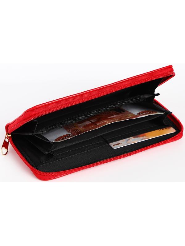 Кошелёк на молнии, цвет красный