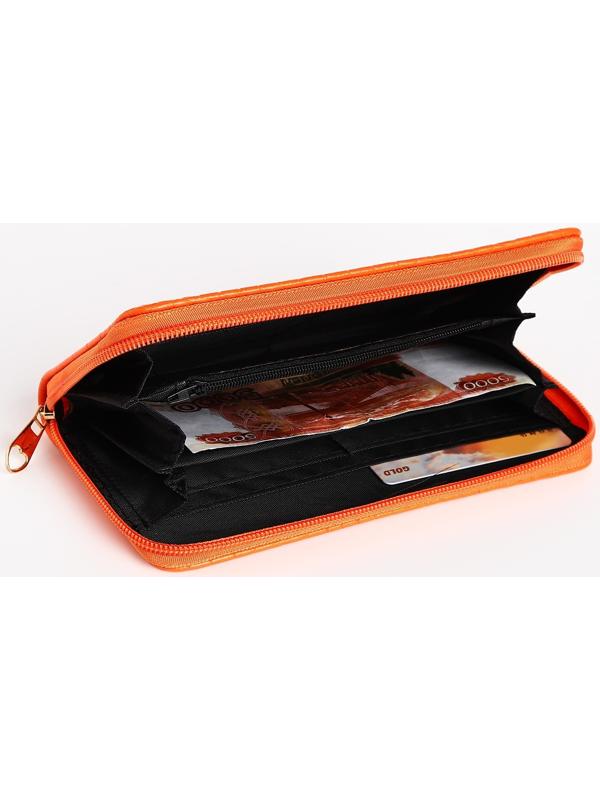 Кошелёк на молнии, цвет оранжевый