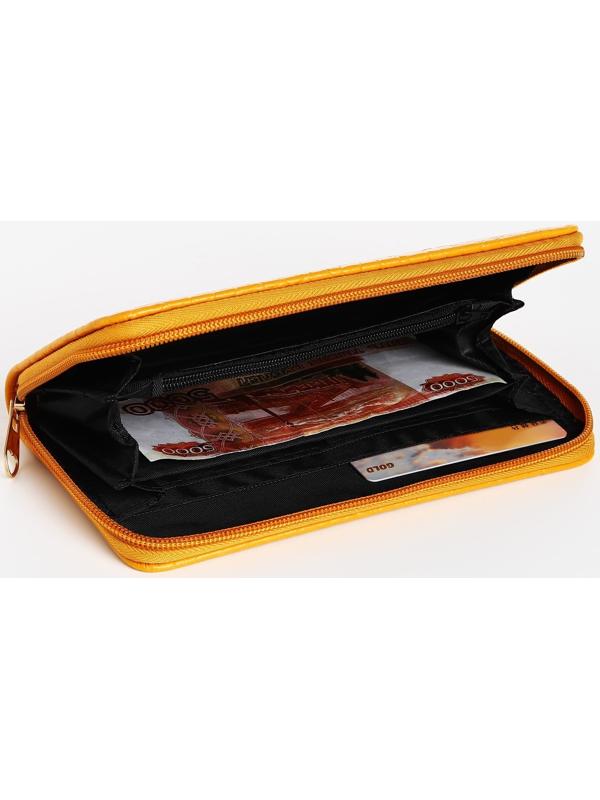 Кошелёк на молнии, цвет жёлтый