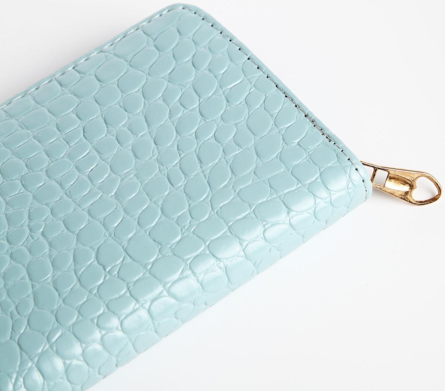 Кошелёк на молнии, цвет голубой