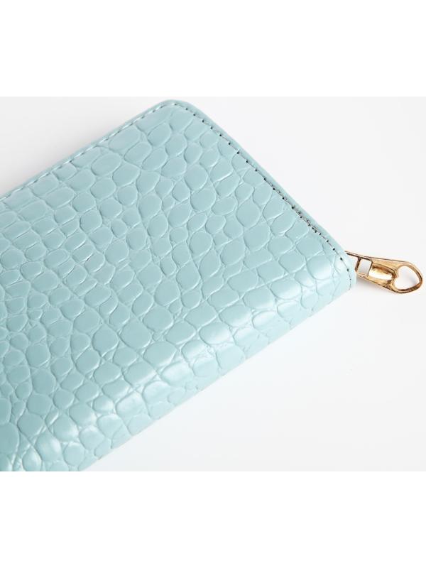 Кошелёк на молнии, цвет голубой