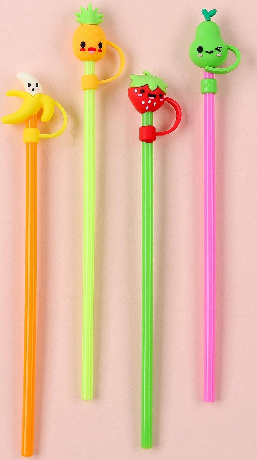 Трубочки для коктейля «Фруктики», 4 шт., цвета МИКС