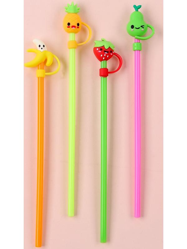 Трубочки для коктейля «Фруктики», 4 шт., цвета МИКС