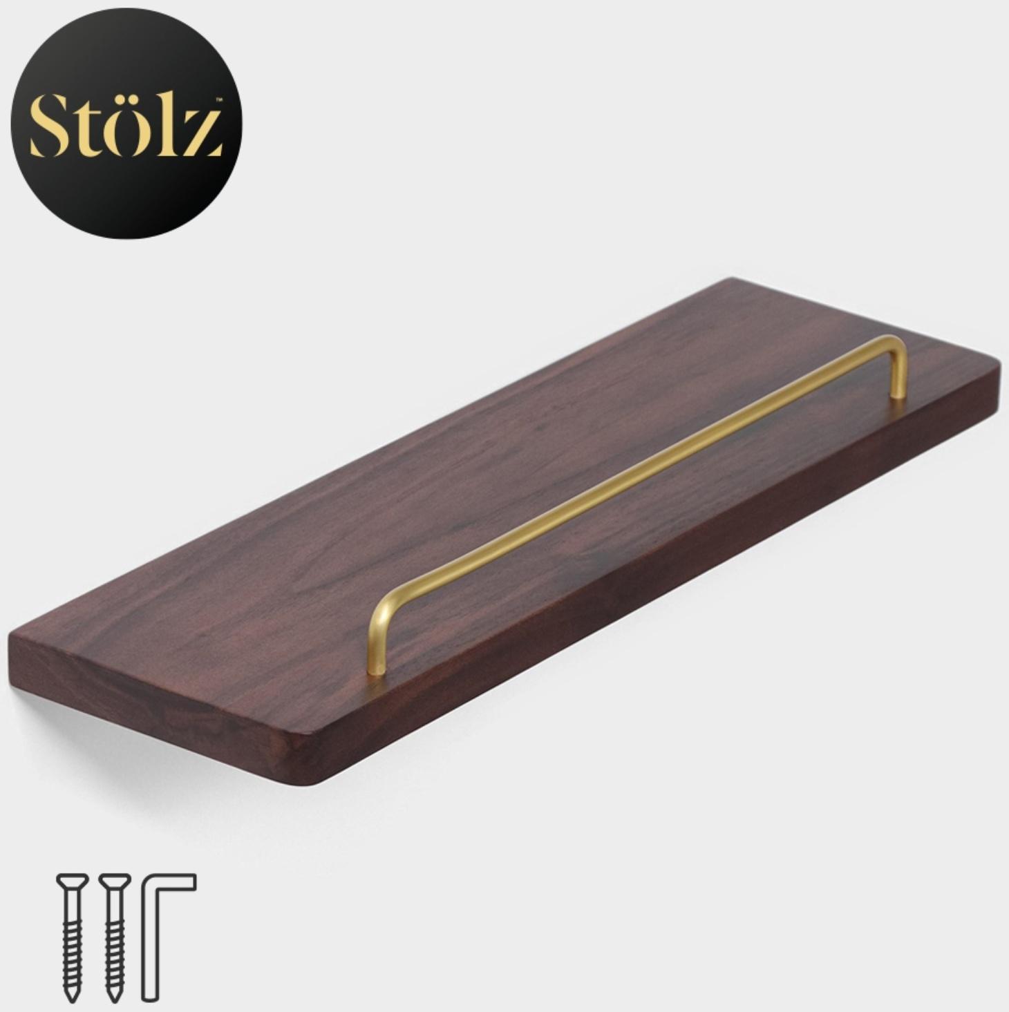 Полка настенная Штольц Stölz Hölzern Premiere 40 см, ореховое дерево, алюминий