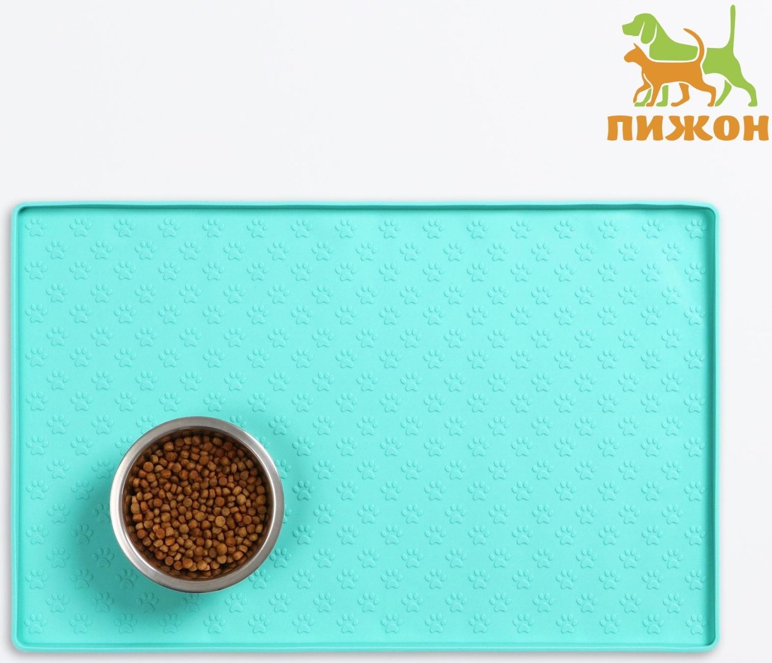 Коврик силиконовый под миску с текстурой, 48 х 30 см, мятный