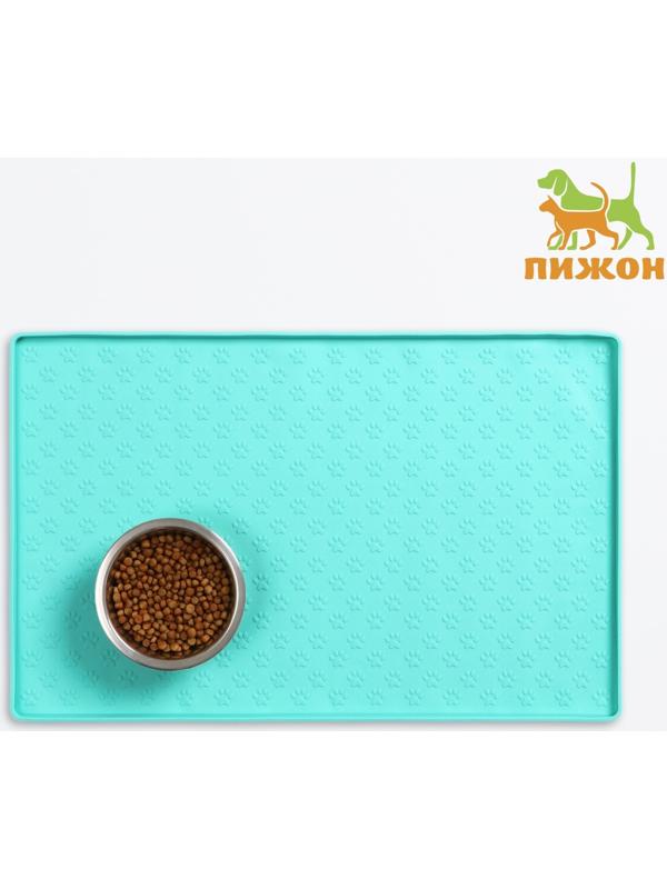 Коврик силиконовый под миску с текстурой, 48 х 30 см, мятный