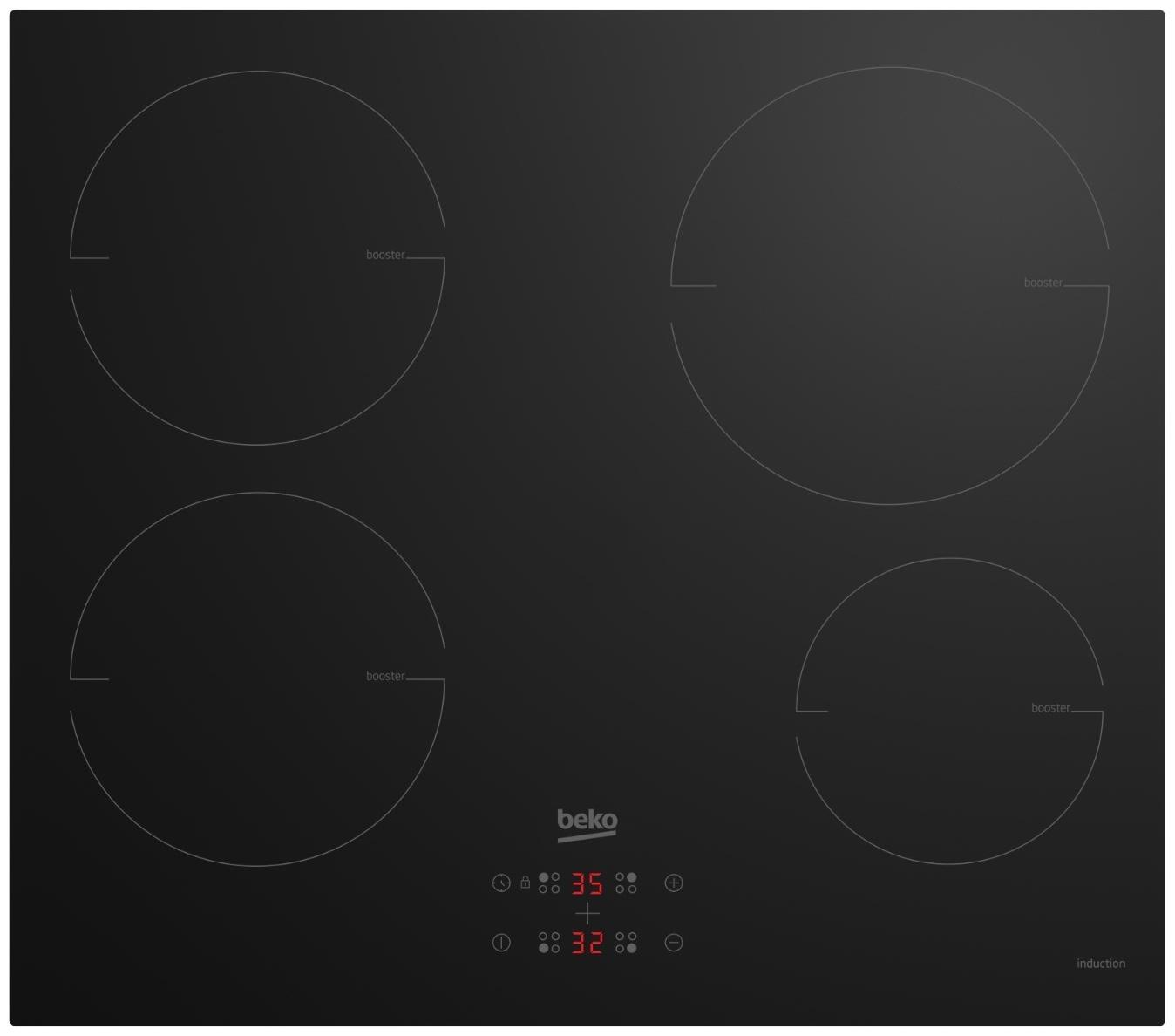 Варочная поверхность Beko HII 64400 MT, индукционная, 4 конфорки, сенсор, чёрная