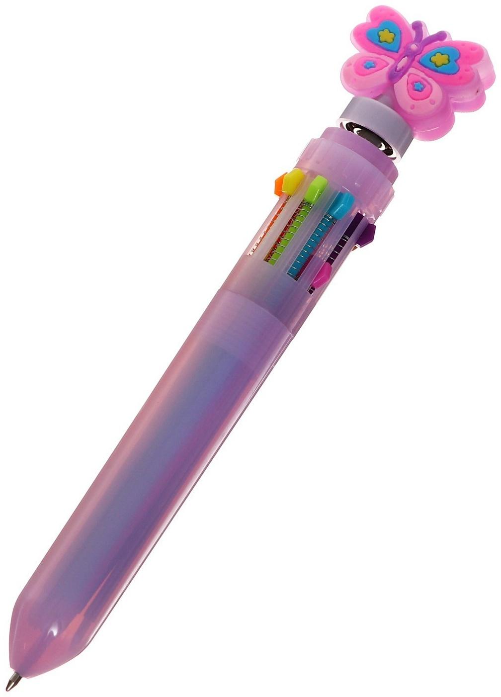 Ручка шариковая автоматическая 10-ти цветная, МИКС Бабочка-спиннер