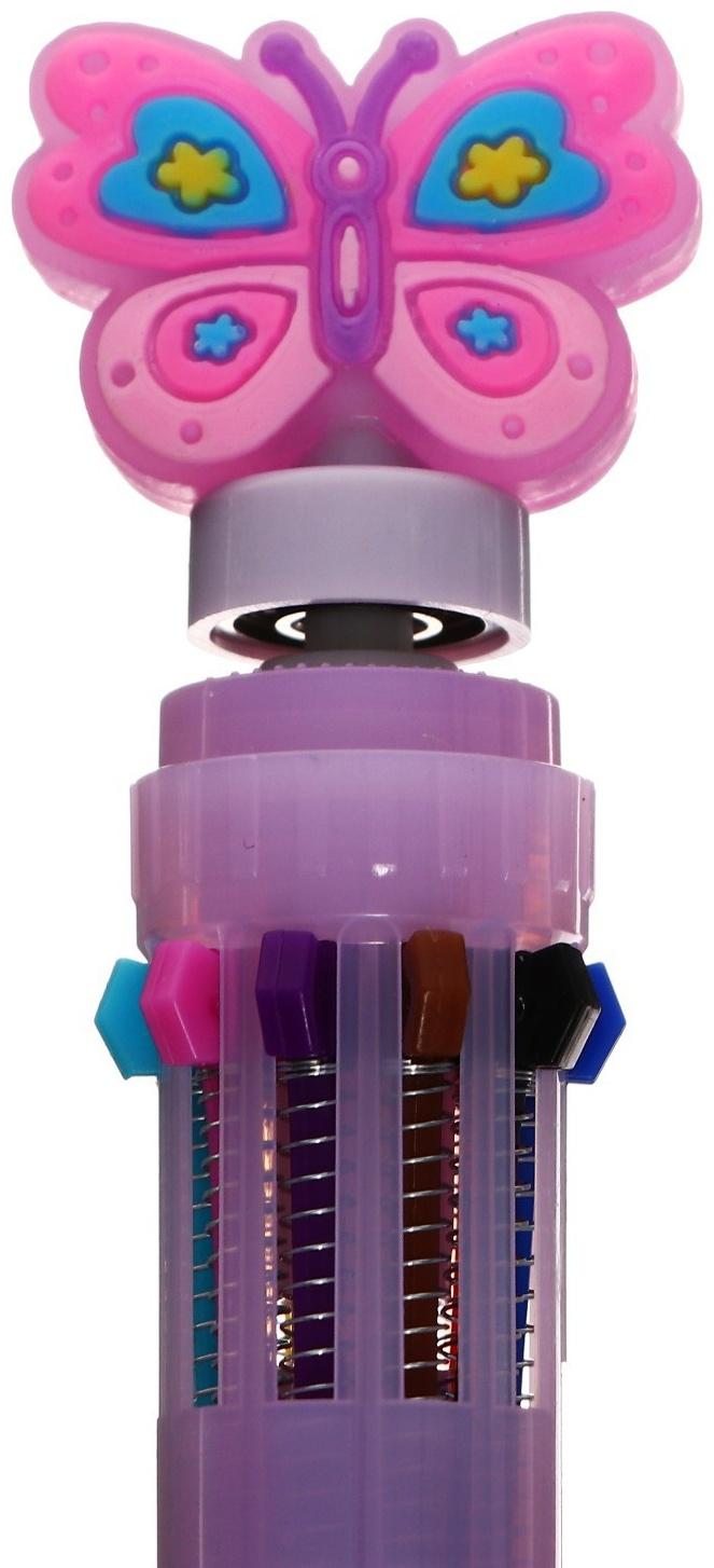 Ручка шариковая автоматическая 10-ти цветная, МИКС Бабочка-спиннер