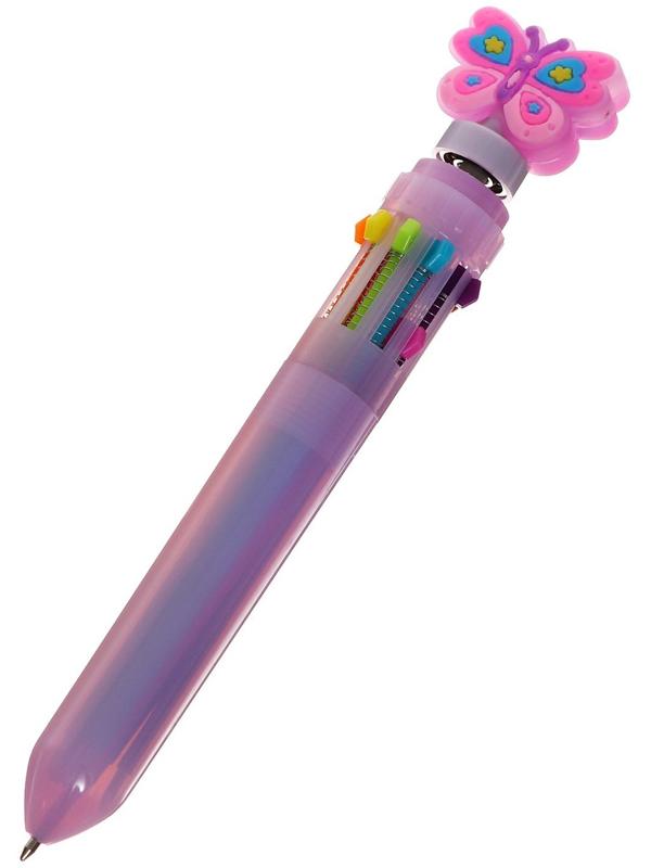 Ручка шариковая автоматическая 10-ти цветная, МИКС Бабочка-спиннер