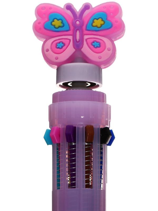 Ручка шариковая автоматическая 10-ти цветная, МИКС Бабочка-спиннер