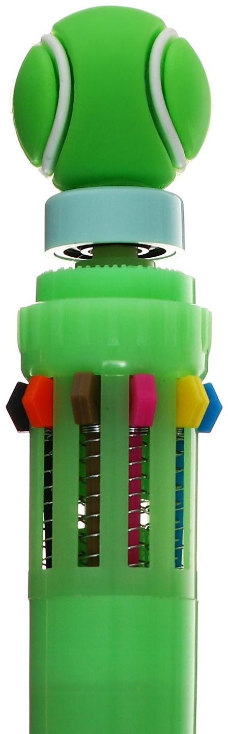 Ручка шариковая автоматическая 10-ти цветная, МИКС Спортивные мячи-спиннер