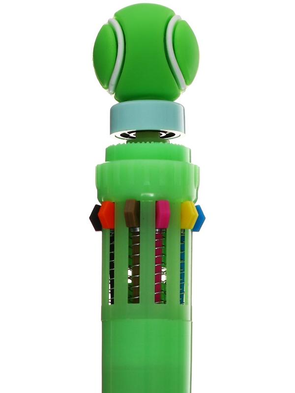 Ручка шариковая автоматическая 10-ти цветная, МИКС Спортивные мячи-спиннер