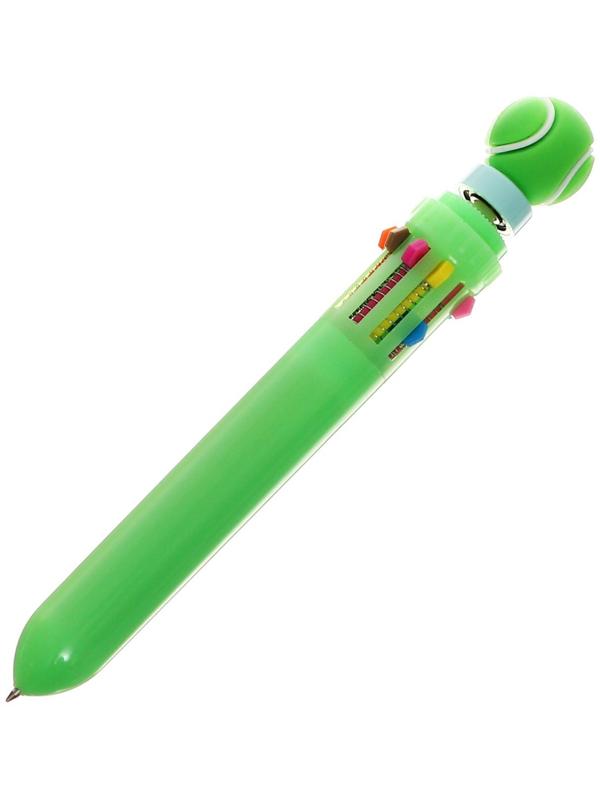 Ручка шариковая автоматическая 10-ти цветная, МИКС Спортивные мячи-спиннер