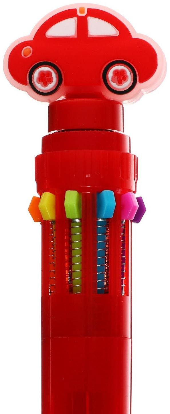 Ручка шариковая автоматическая 10-ти цветная, МИКС Машинка-спиннер