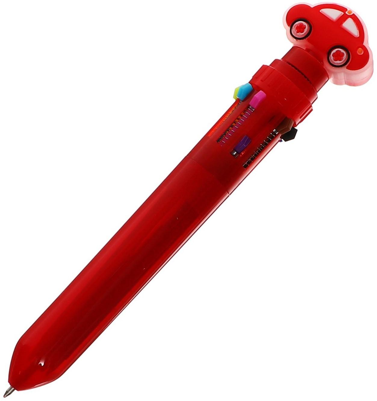 Ручка шариковая автоматическая 10-ти цветная, МИКС Машинка-спиннер