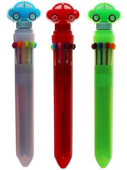 Ручка шариковая автоматическая 10-ти цветная, МИКС Машинка-спиннер